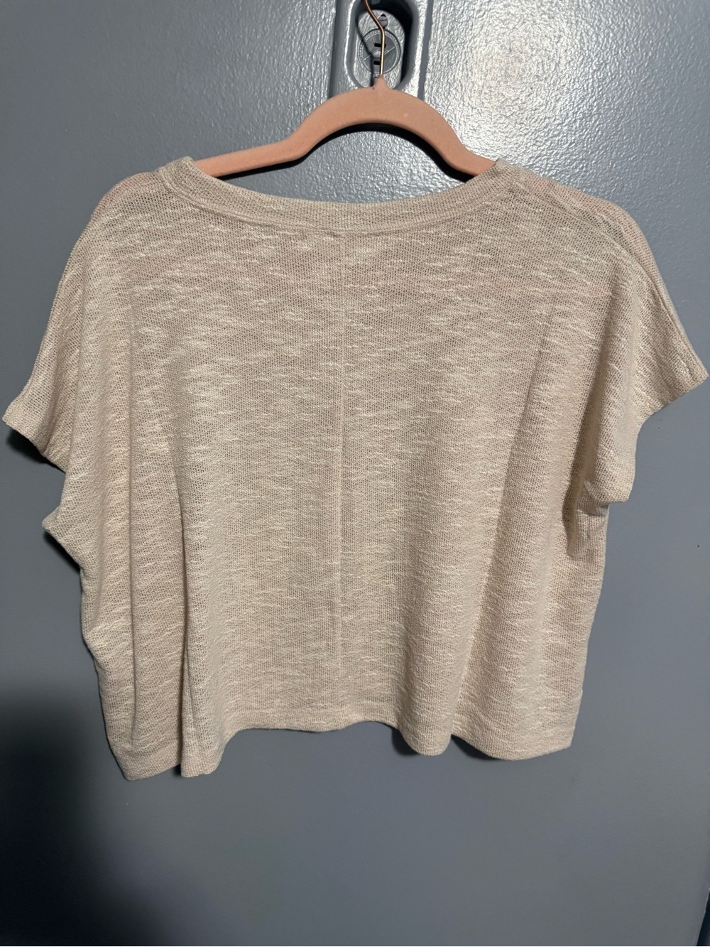 Zenana Brushed Slub Knit Crop Top in Sand Beige - Picture 3 of 3
